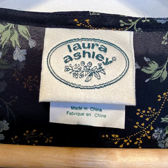 Laura Ashley Vintage Chiffon Drop Waist Dress with Botanical Print - Picture 8 of 11